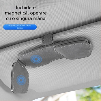 Clip pentru viziera de soare a mașinii cu spațiu de depozitare multifuncțional pentru carduri și bonuri, husă pentru ochelari, montaj fără deteriorări