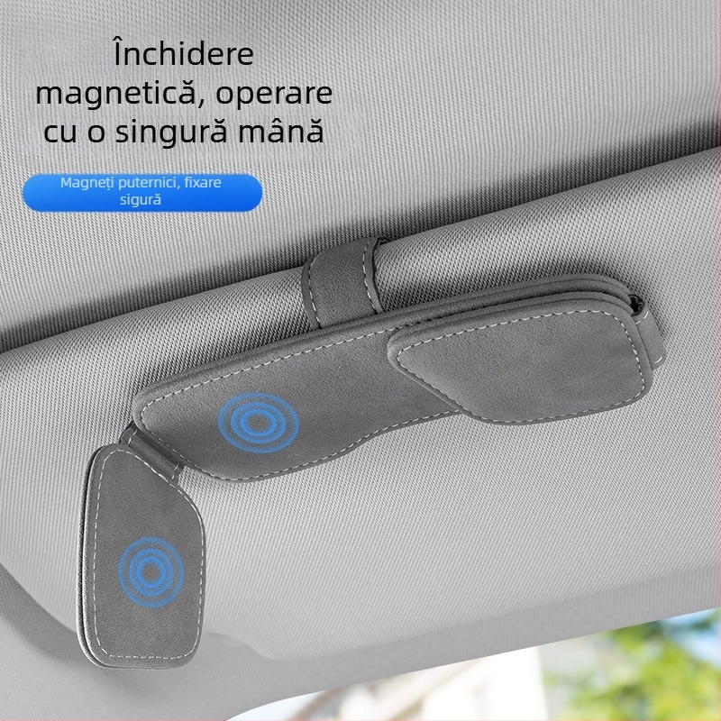 Clip pentru viziera de soare a mașinii cu spațiu de depozitare multifuncțional pentru carduri și bonuri, husă pentru ochelari, montaj fără deteriorări