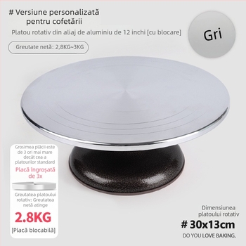 Tavă rotativă pentru decorarea torturilor — din aluminiu, pentru uz profesional