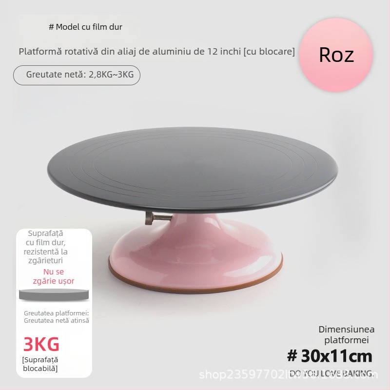 Tavă rotativă pentru decorarea torturilor — din aluminiu, pentru uz profesional