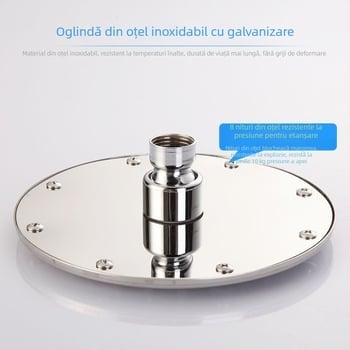 Cap de duș puternic, cu ploaie mare, pulverizare superioară, cap cu o singură duză, din oțel inoxidabil