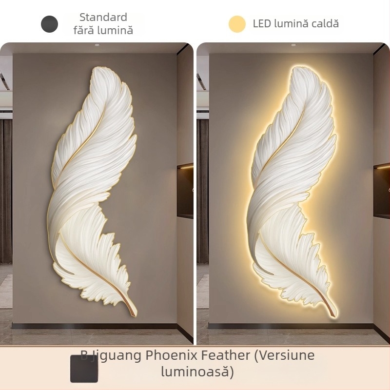 Tablou decorativ LED pentru intrare, cu pană luminosă, pentru hol, de lux