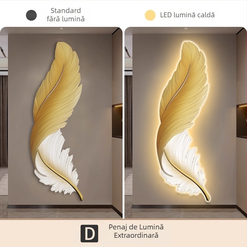 Tablou decorativ LED pentru intrare, cu pană luminosă, pentru hol, de lux