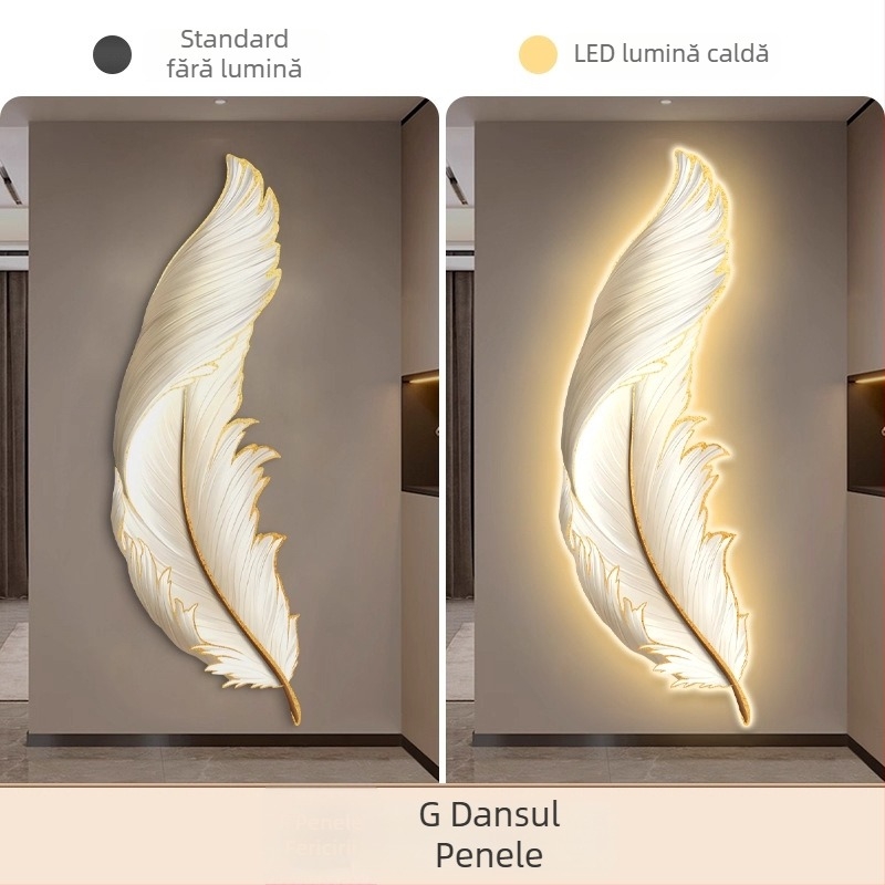 Tablou decorativ LED pentru intrare, cu pană luminosă, pentru hol, de lux
