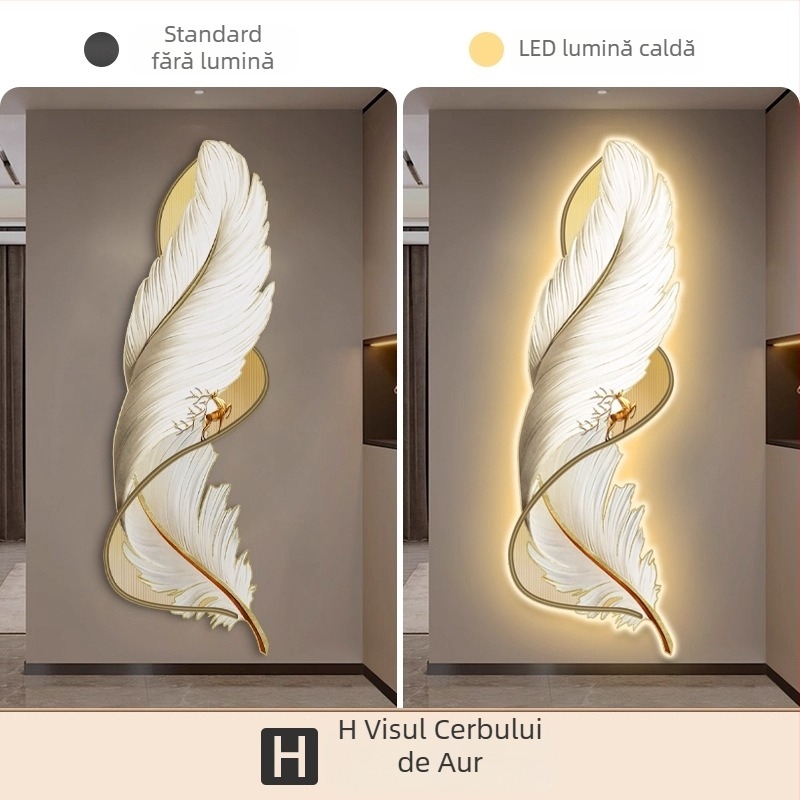 Tablou decorativ LED pentru intrare, cu pană luminosă, pentru hol, de lux