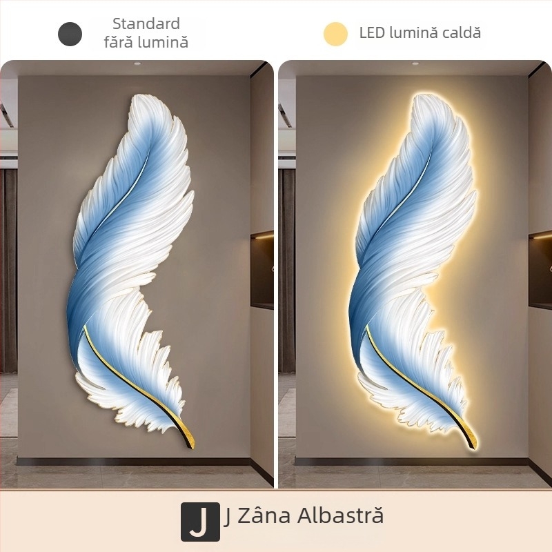 Tablou decorativ LED pentru intrare, cu pană luminosă, pentru hol, de lux
