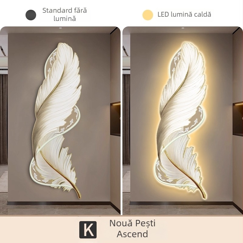 Tablou decorativ LED pentru intrare, cu pană luminosă, pentru hol, de lux