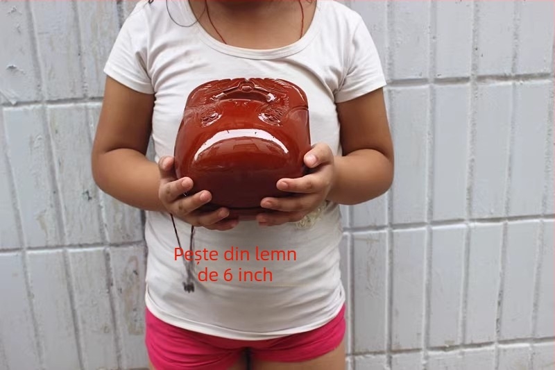 Set din lemn de camfor – Pește din lemn (Muyu) pentru ritualuri, cu pernă de sprijin și ciocan; dimensiuni 3.5–8 inci