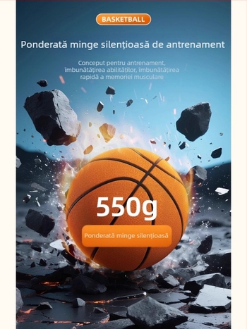 Baschet silențios pentru interior, pentru copii și adulți — minge din burete profesională, cu rebound ridicat și fără reziduuri.