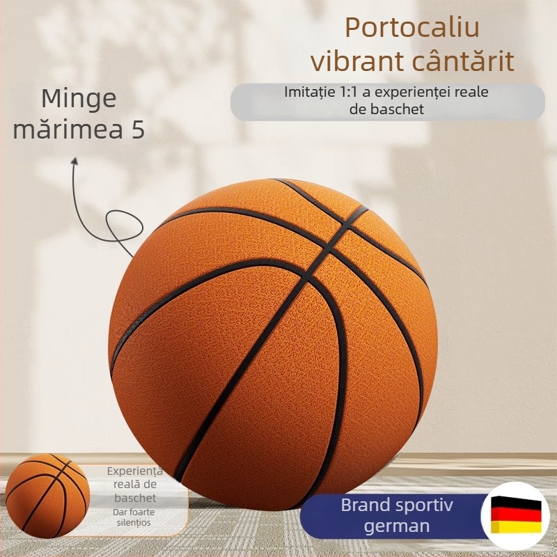 Baschet silențios pentru interior, pentru copii și adulți — minge din burete profesională, cu rebound ridicat și fără reziduuri.