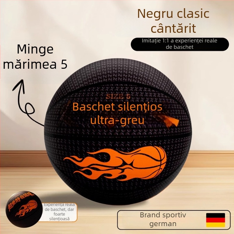 Baschet silențios pentru interior, pentru copii și adulți — minge din burete profesională, cu rebound ridicat și fără reziduuri.