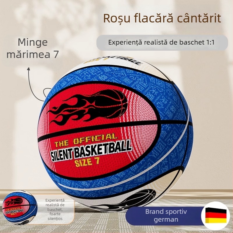 Baschet silențios pentru interior, pentru copii și adulți — minge din burete profesională, cu rebound ridicat și fără reziduuri.