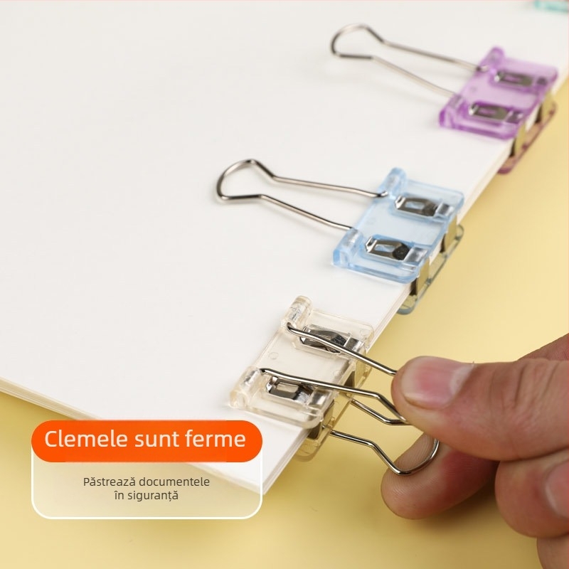 Cleme colorate transparente pentru birou, chitanțe și documente, clemă din plastic pentru organizare