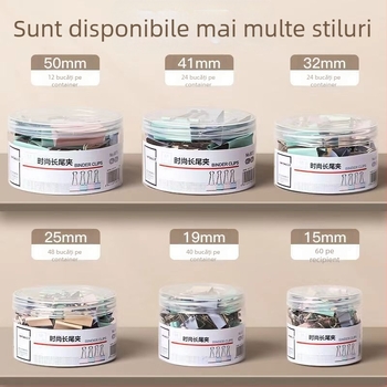 Cleme colorate pentru dosare din oțel inoxidabil, 15 mm, set de 60 bucăți, accesorii birou, design îngroșat