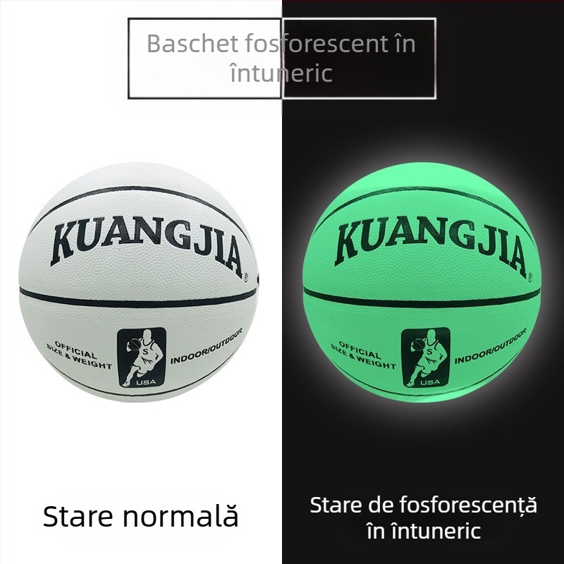 Minge de baschet fluorescentă, reflexivă și luminoasă, pentru copii mărimea 5 și pentru adulți mărimea 7, standard.