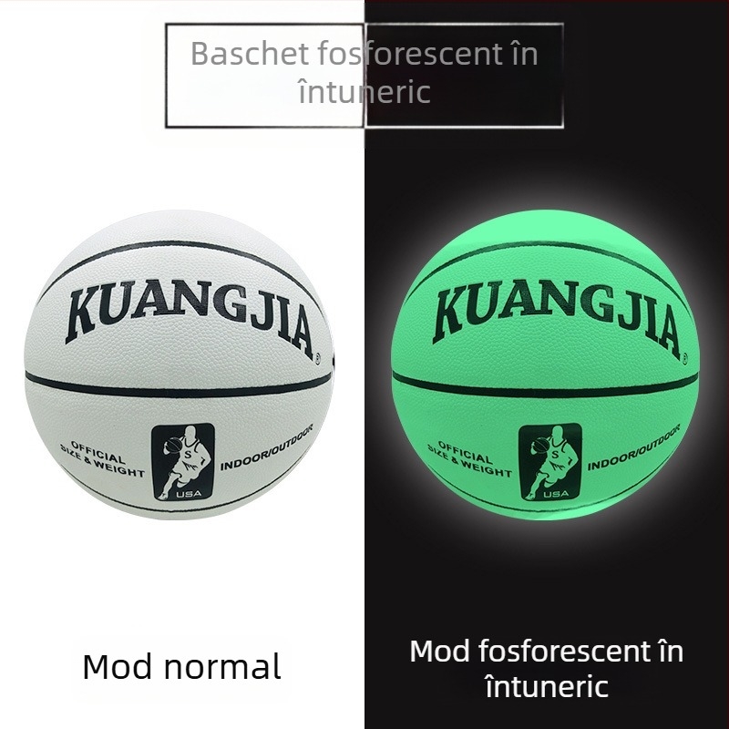 Minge de baschet fluorescentă, reflexivă și luminoasă, pentru copii mărimea 5 și pentru adulți mărimea 7, standard.