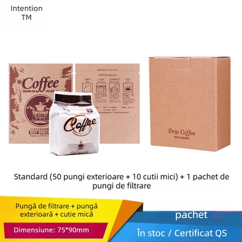 Intention Coffee: set format din 5 pachete de filtre pentru drip coffee, 10 filtre, husă exterioară și cutie de ambalare