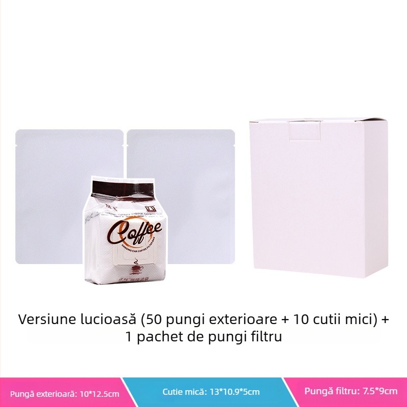 Intention Coffee: set format din 5 pachete de filtre pentru drip coffee, 10 filtre, husă exterioară și cutie de ambalare