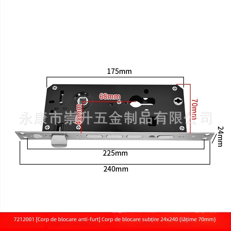 Corp de încuietoare pentru ușă de securitate, corp îngust 24x240, tipuri 5068 și 4568, pentru ușile de intrare, accesorii de încuire