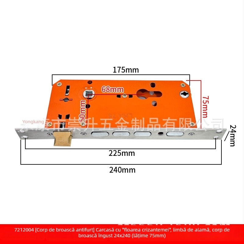 Corp de încuietoare pentru ușă de securitate, corp îngust 24x240, tipuri 5068 și 4568, pentru ușile de intrare, accesorii de încuire