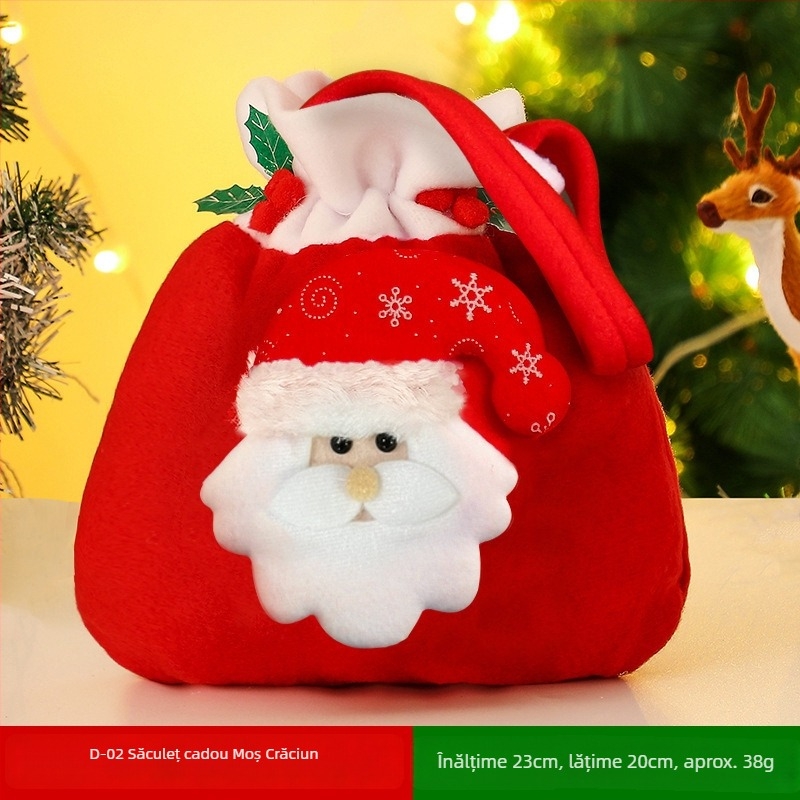 Set de ornamente de Crăciun într-o cutie cadou de catifea cu șnur, cu figurile Moș Crăciun, Om de zăpadă și căprioare