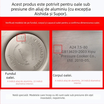 WBZ7 Inel de etanșare din aliaj de aluminiu pentru oală sub presiune — set garnituri capac, inel silicon, inel din piele, mărime 16–36 cm