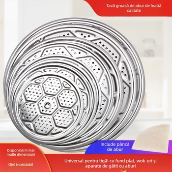 Raft de aburi din oțel inoxidabil pentru wok – rotund, mare, inserție de aburi cu mai multe niveluri, pentru uz casnic și comercial