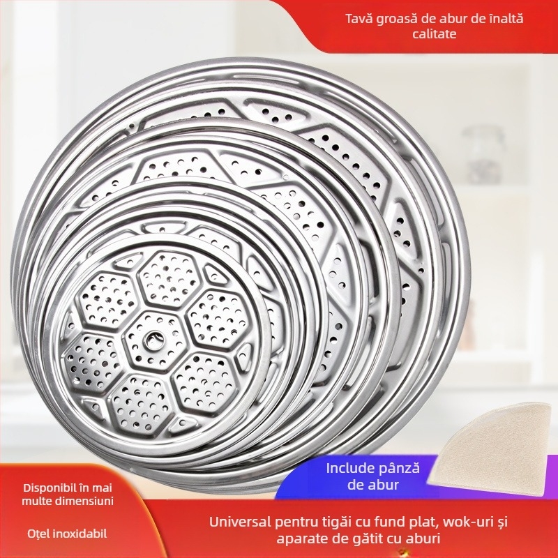 Raft de aburi din oțel inoxidabil pentru wok – rotund, mare, inserție de aburi cu mai multe niveluri, pentru uz casnic și comercial