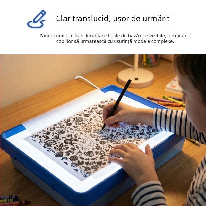 Tablou luminos LED senzorial pentru copii – trasare și desen cu ghid de lumină