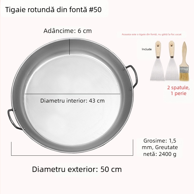 Placă Teppanyaki din fier forjat, pătrată, pentru uz casnic și comercial, fără strat, multifuncțională, portabilă, ușor de curățat