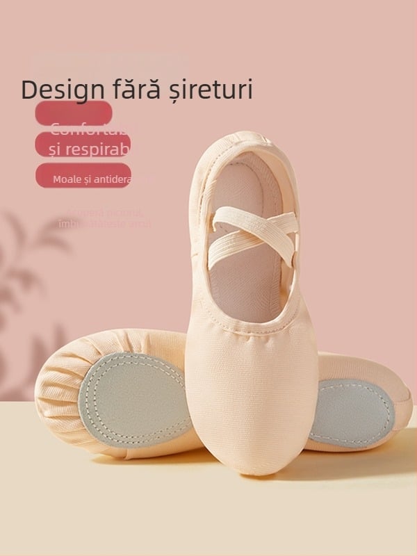 Pantofi de dans pentru copii și adulți, talpă moale, culoare pielii, pentru antrenament de balet, stil Cat-Paw, clasic