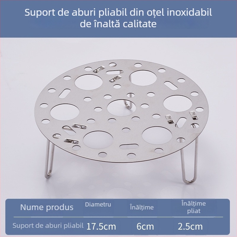 Set din oțel inoxidabil pentru gătit la abur: suport pentru abur, tavă pentru baie de apă, coșuri de abur, grilaj pentru grătar, suport pentru filtru de ulei