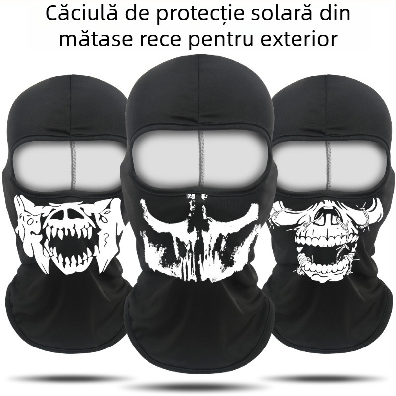 Fular tubular cu imprimeu craniu pentru drumeții și plimbări cu bicicleta – respirabil, uscare rapidă, protecție împotriva vântului