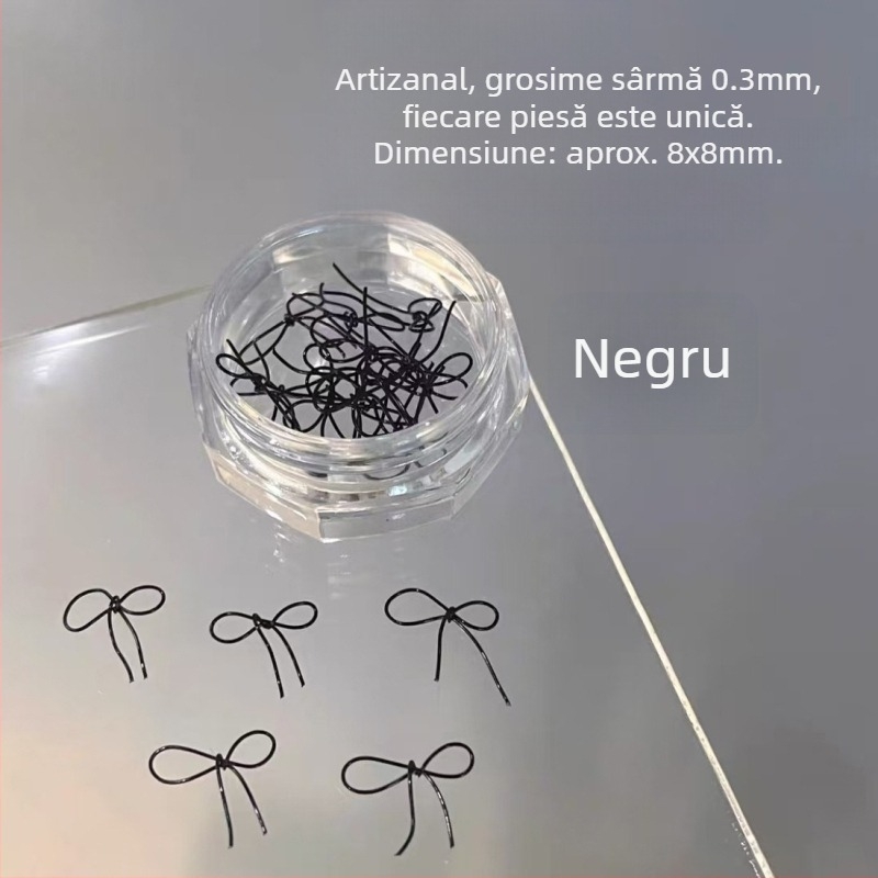 Bijuterii pentru unghii: funda din plastic, produs finit, seria Prințesa, stil drăguț și minimalist