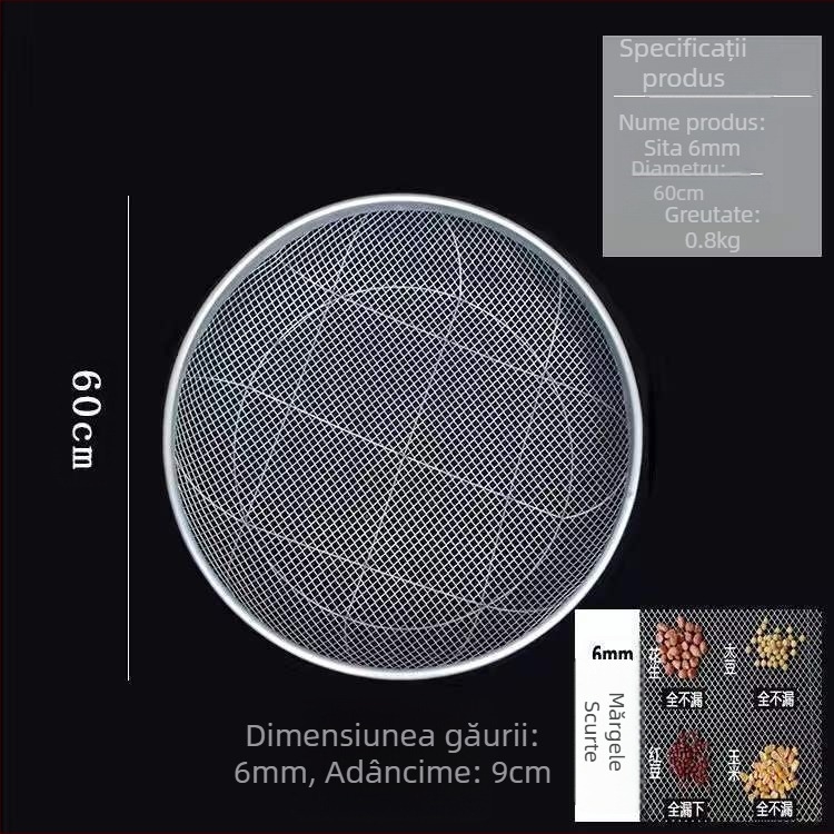 Sită rotundă din sârmă pentru grădină, filtrare a solului, nisipului și pietrișului – uz casnic și industrial