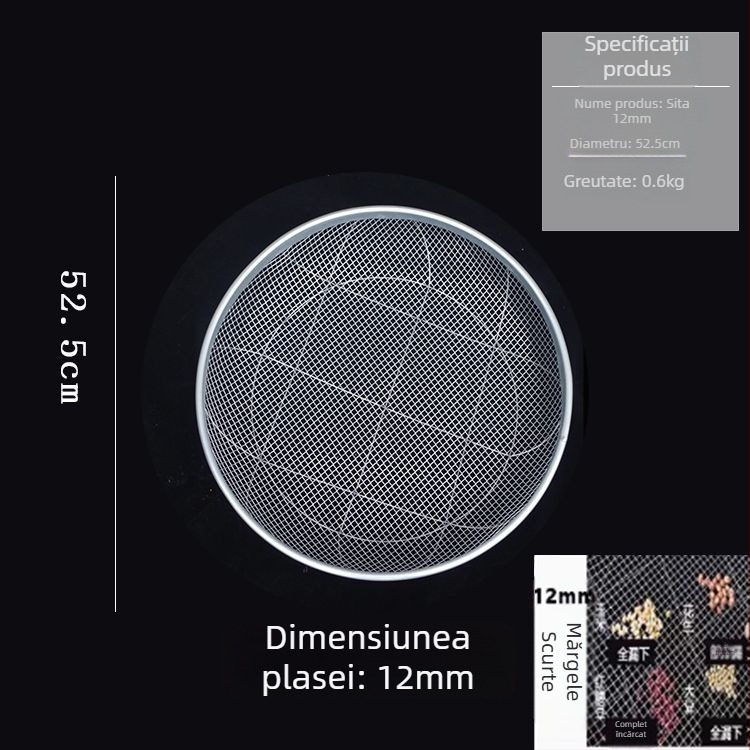 Sită rotundă din sârmă pentru grădină, filtrare a solului, nisipului și pietrișului – uz casnic și industrial