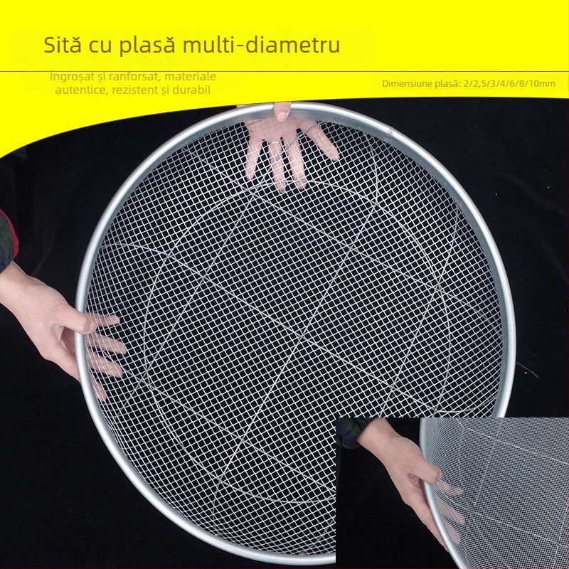Sită rotundă din sârmă pentru grădină, filtrare a solului, nisipului și pietrișului – uz casnic și industrial