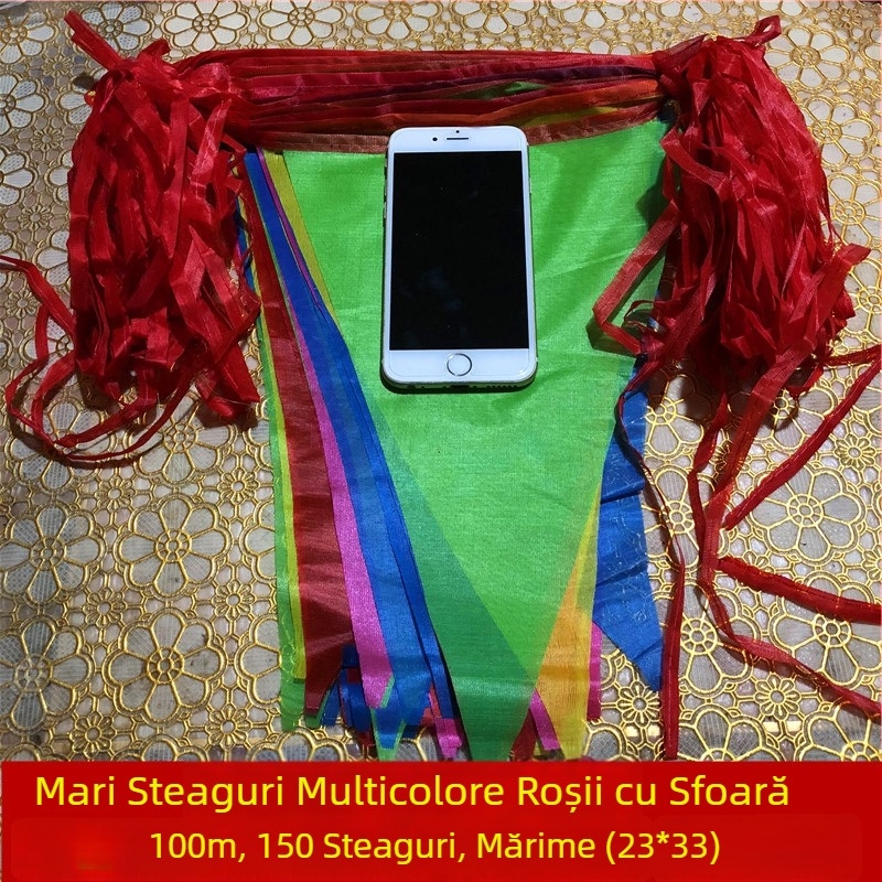 Ghirlandă cu steaguri triunghiulare pentru nunți și deschideri, decor colorat pentru evenimente