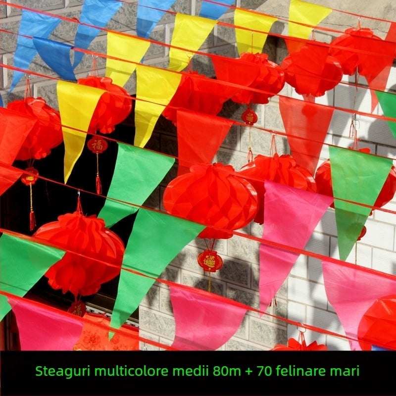 Ghirlandă cu steaguri triunghiulare pentru nunți și deschideri, decor colorat pentru evenimente