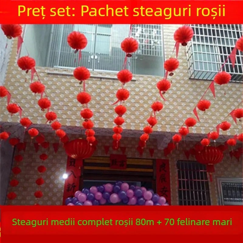Ghirlandă cu steaguri triunghiulare pentru nunți și deschideri, decor colorat pentru evenimente