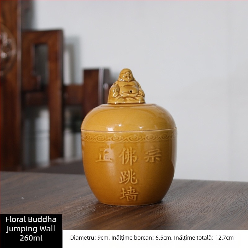 Oală ceramică pentru tocană cu capac, cap Buddha, gătire în baie de apă, pentru uz casnic