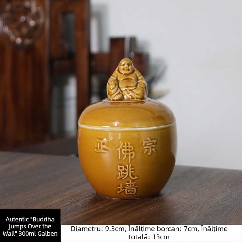 Oală ceramică pentru tocană cu capac, cap Buddha, gătire în baie de apă, pentru uz casnic