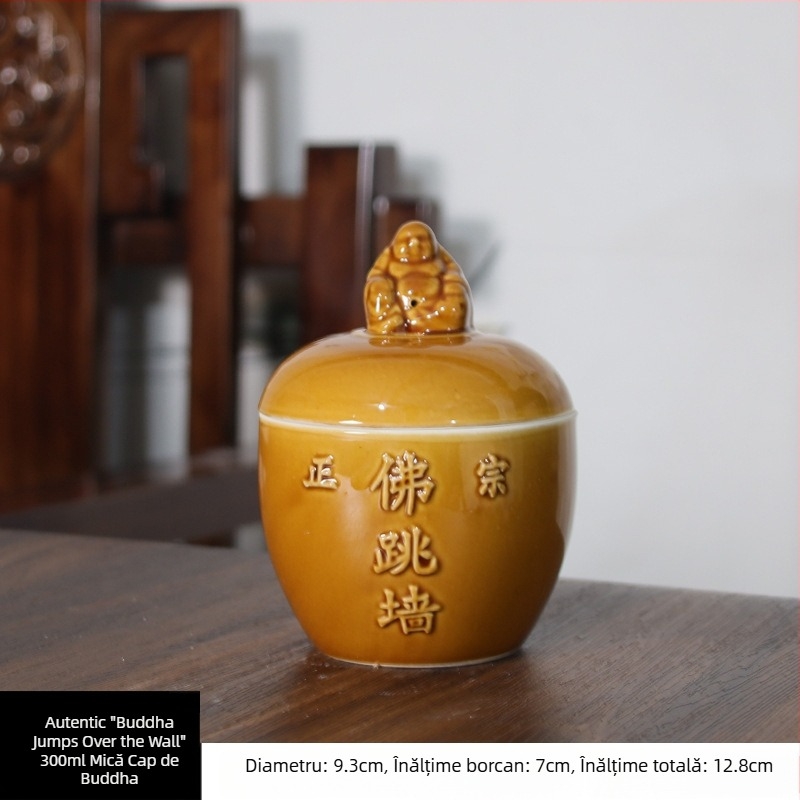 Oală ceramică pentru tocană cu capac, cap Buddha, gătire în baie de apă, pentru uz casnic
