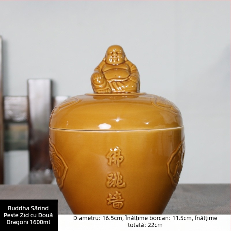 Oală ceramică pentru tocană cu capac, cap Buddha, gătire în baie de apă, pentru uz casnic