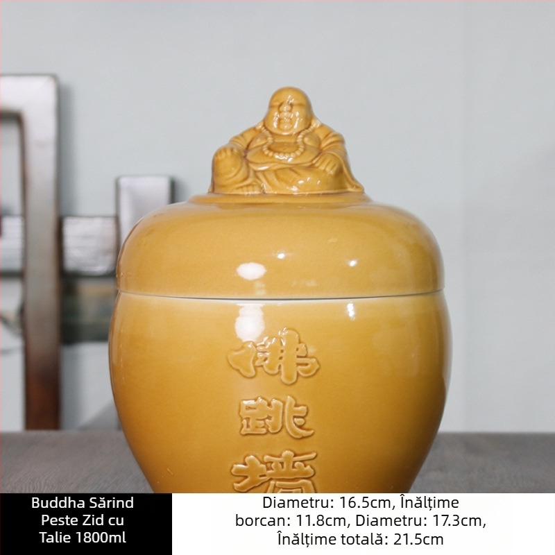 Oală ceramică pentru tocană cu capac, cap Buddha, gătire în baie de apă, pentru uz casnic