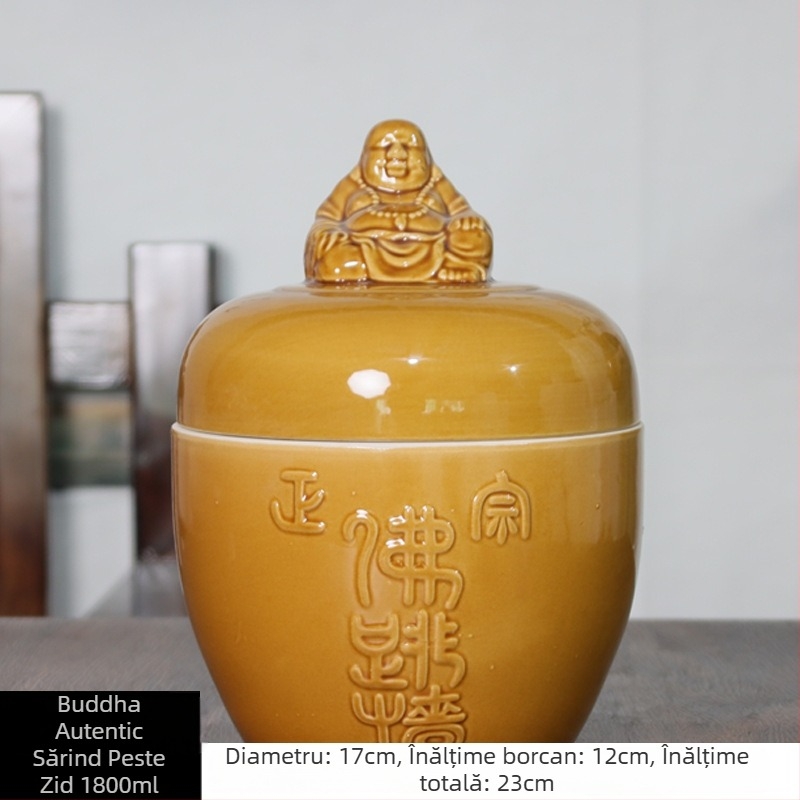Oală ceramică pentru tocană cu capac, cap Buddha, gătire în baie de apă, pentru uz casnic