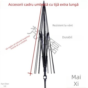 Accesorii pentru umbrelă cu 8 brațe și tijă lungă, pentru parasol solar și umbrelă de golf, mâner drept, tije din fibră