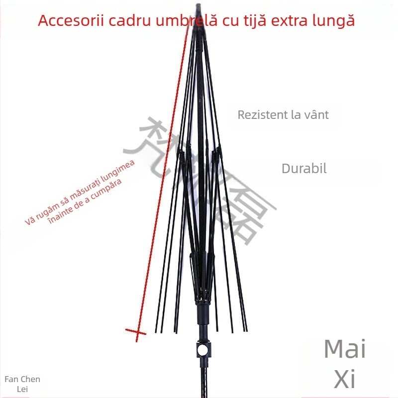 Accesorii pentru umbrelă cu 8 brațe și tijă lungă, pentru parasol solar și umbrelă de golf, mâner drept, tije din fibră