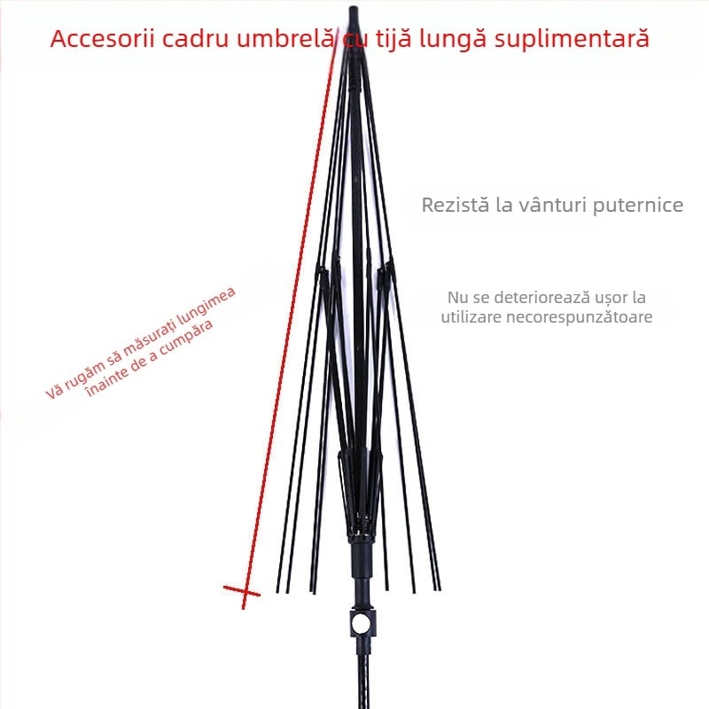 Accesorii pentru umbrelă cu 8 brațe și tijă lungă, pentru parasol solar și umbrelă de golf, mâner drept, tije din fibră