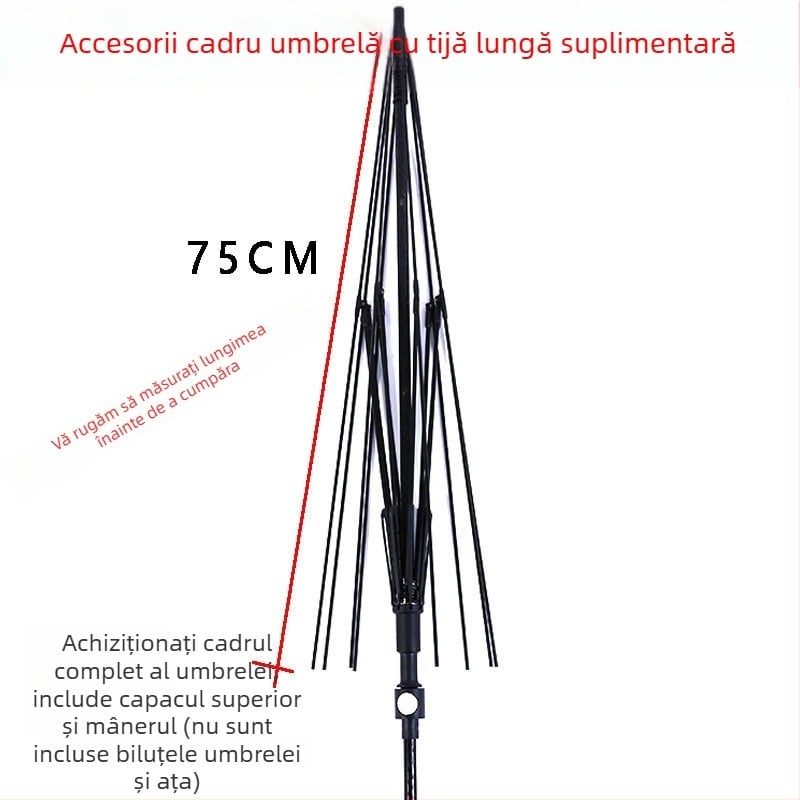 Accesorii pentru umbrelă cu 8 brațe și tijă lungă, pentru parasol solar și umbrelă de golf, mâner drept, tije din fibră